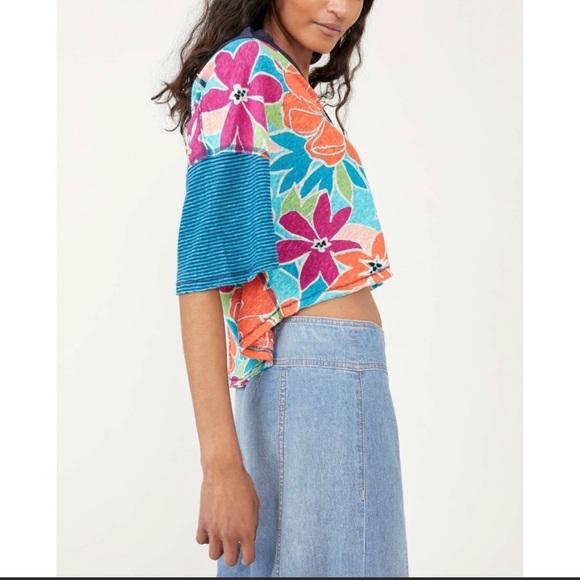 We the free on a boat polo tee coastal combo oversized size small - Picture 3 of 10